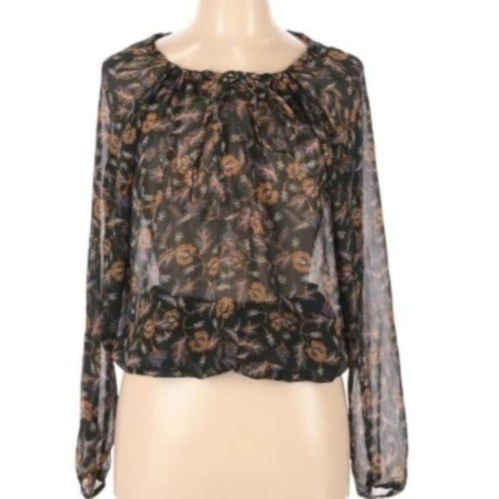 Chelseaโ & Theodore Long Sleeve Blouse Navy Floral